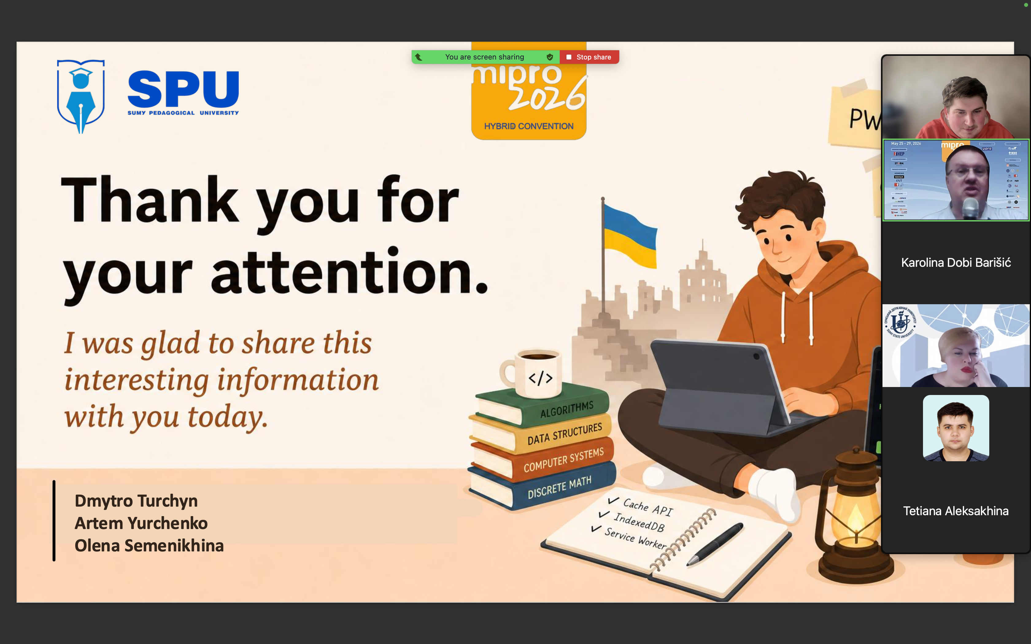 Offline-first PWA для навчання інформатики: студент СумДПУ представив власне дослідження на MIPRO 2026 /  An offline-first PWA for computer science education: A Sumy State Pedagogical University student presented his research at MIPRO 2026